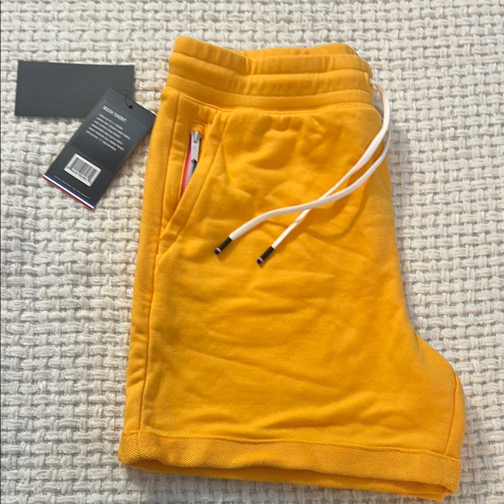Vibrant Yellow Athletic Shorts with Elastic Waistband - Picture 5 of 6